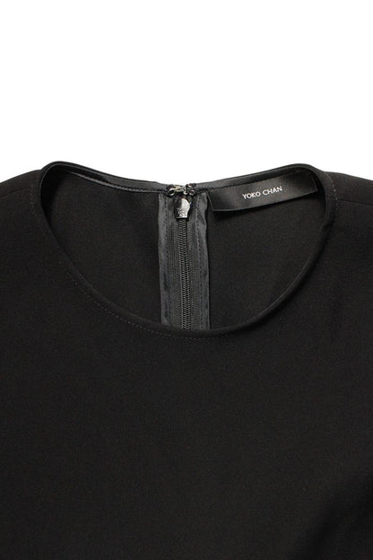 Vintage YOKO CHAN Half-Sleeve Side Slit Blouse Black Size 40