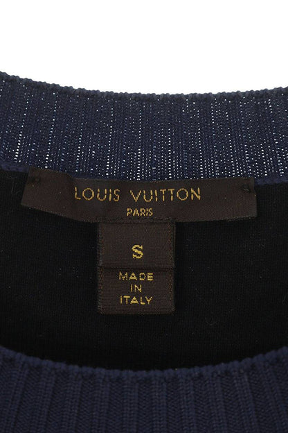 Louis Vuitton Navy Eel Leather Trim Sleeveless Dress Size S
