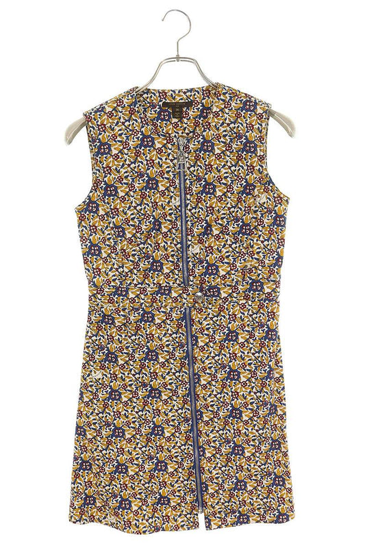 Louis Vuitton 15AW Floral Front Zip Midi Dress Multi Size 36