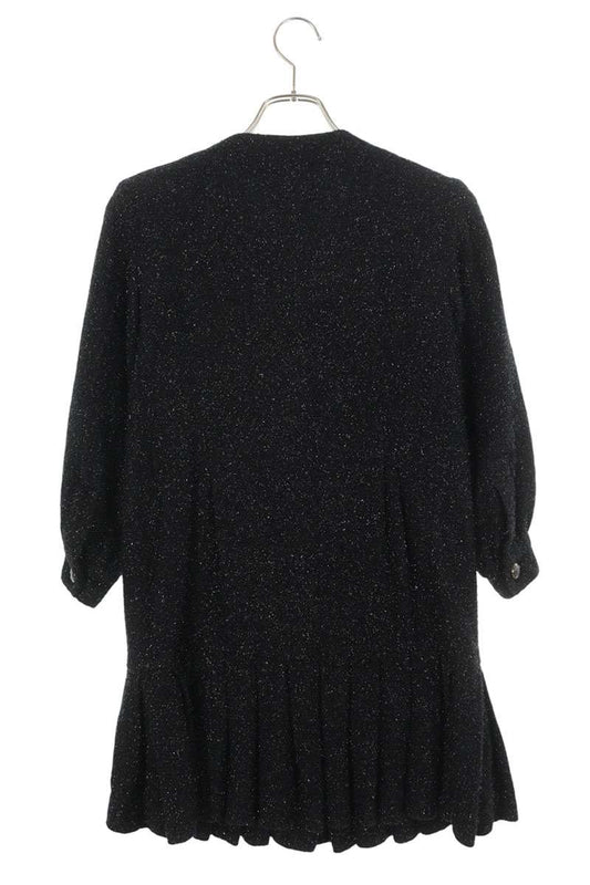 Chanel Black Shaggy Knit Dress Size 40