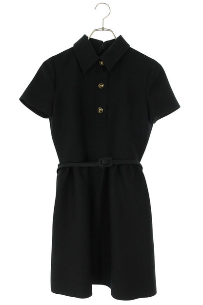 Christian Dior Black Wool Silk Button Dress Size 34