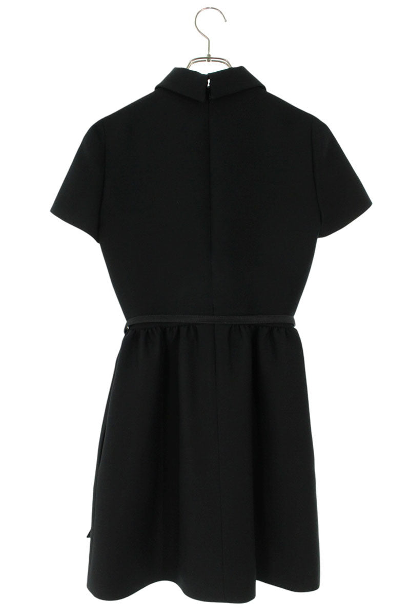 Christian Dior Black Wool Silk Button Dress Size 34