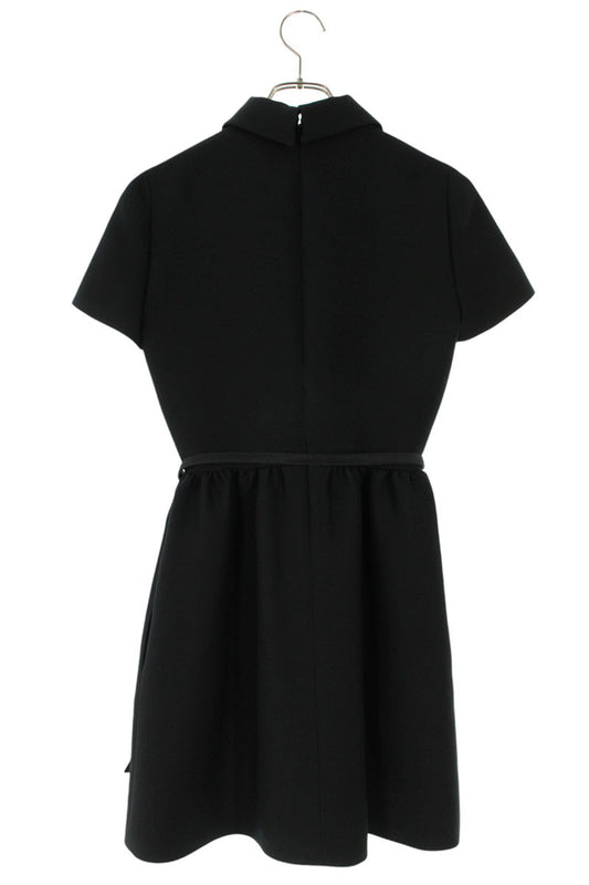 Christian Dior Black Wool Silk Button Dress Size 34