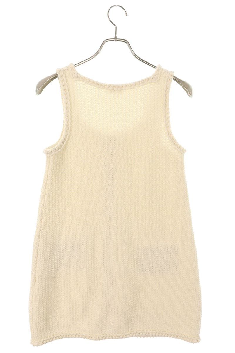 Celine Mini Apron Dress Off-white Gold Cotton Size S