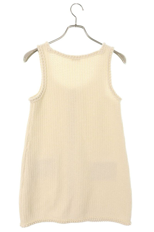 Celine Mini Apron Dress Off-white Gold Cotton Size S