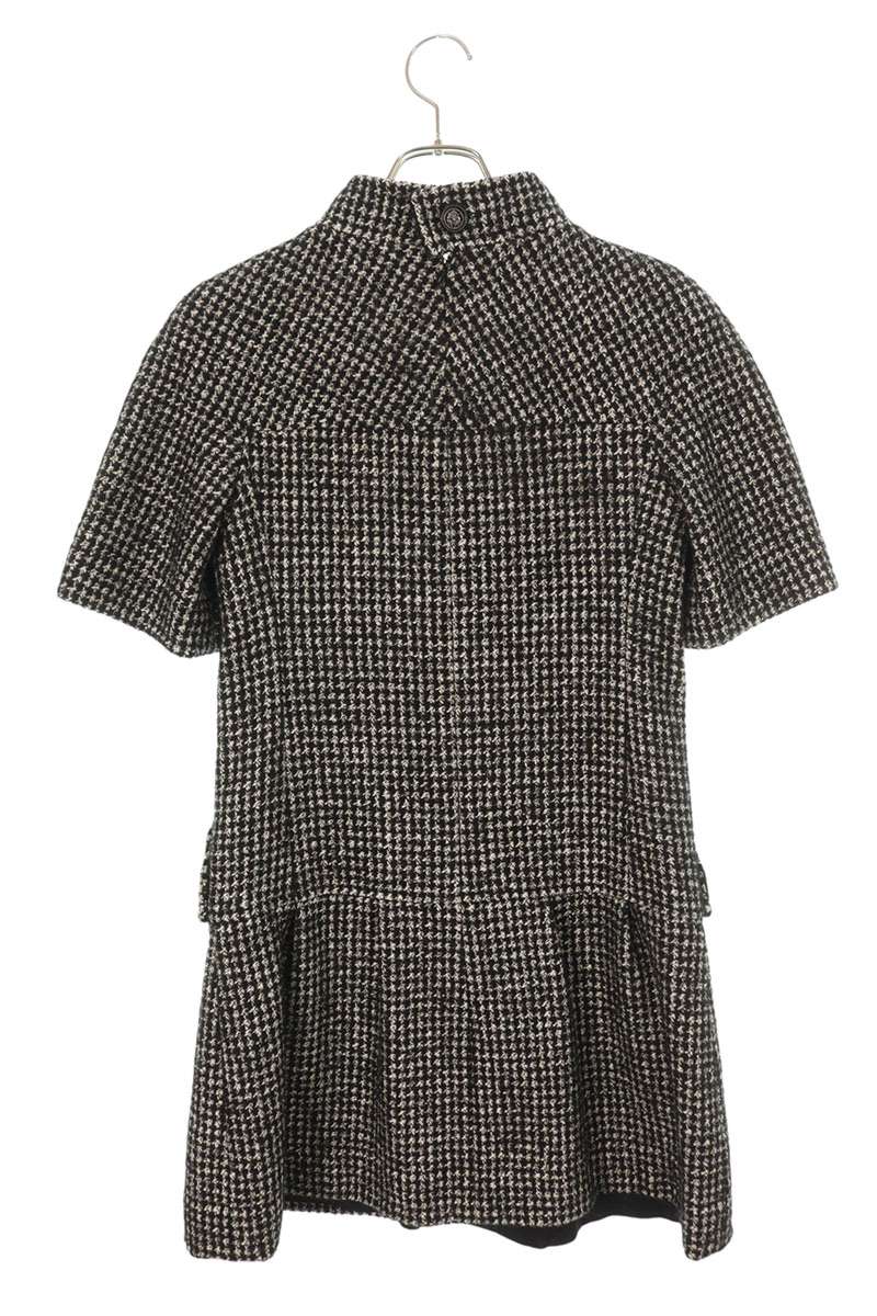 Chanel Lion Button Short Sleeve Tweed Dress & Gray Size 36