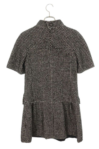 Chanel Lion Button Short Sleeve Tweed Dress & Gray Size 36