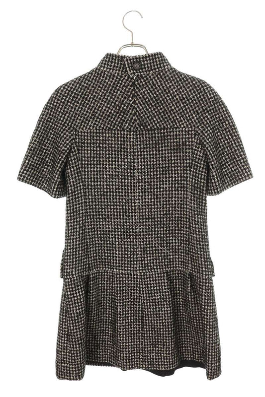 Chanel Lion Button Short Sleeve Tweed Dress & Gray Size 36
