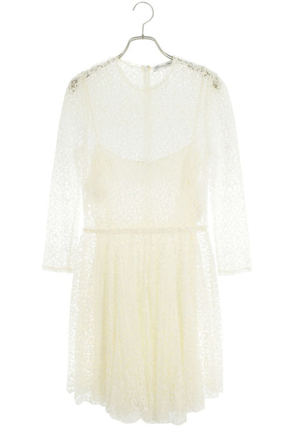 Christian Dior White Lace Cotton Inner Dress Size 38