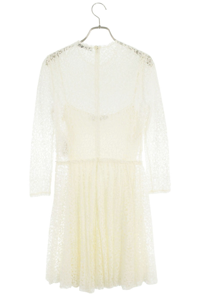 Christian Dior White Lace Cotton Inner Dress Size 38