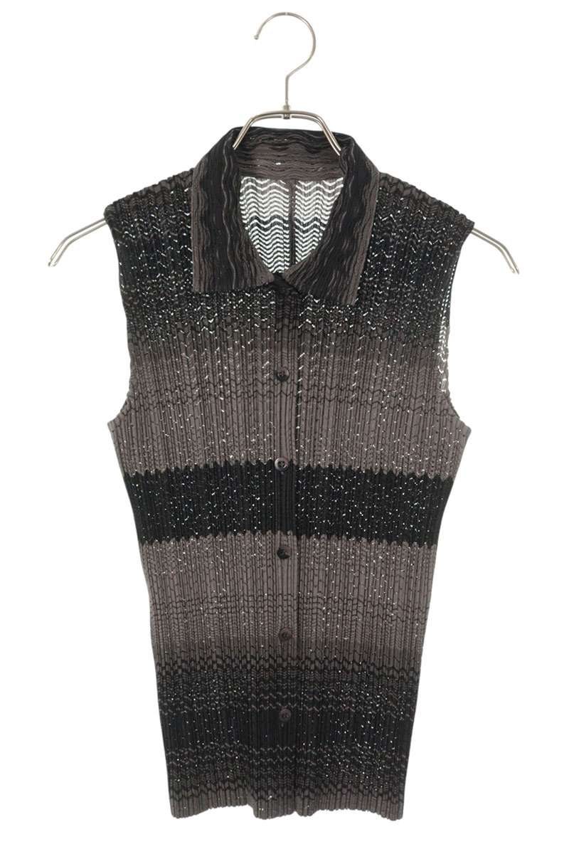 Vintage Gradation Mesh Sleeveless Gray Polyester Size 4