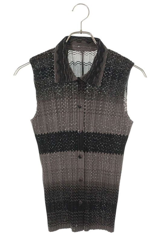 Vintage Gradation Mesh Sleeveless Gray Polyester Size 4