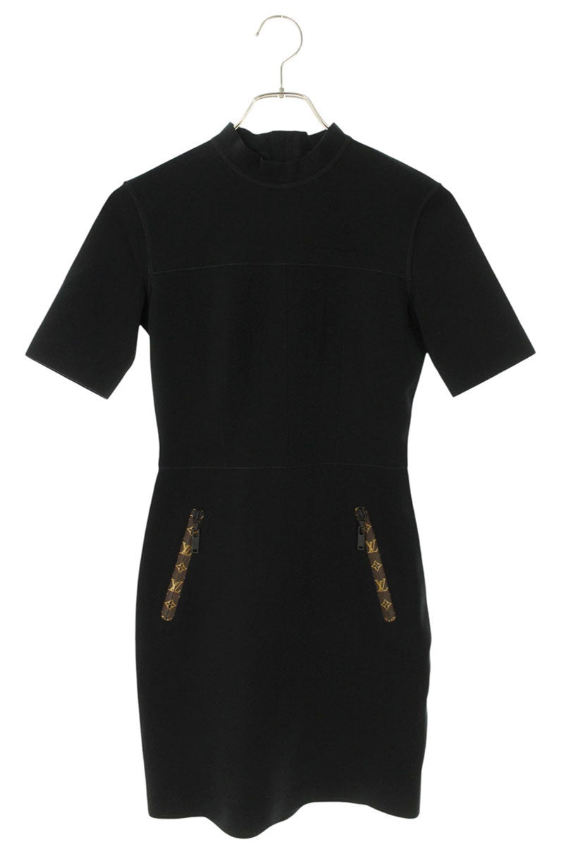 Louis Vuitton 20AW Black Mock Neck Fit Dress Size 34
