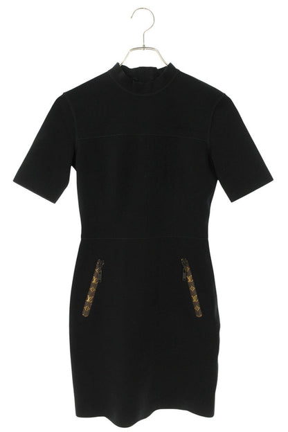 Louis Vuitton 20AW Black Mock Neck Fit Dress Size 34