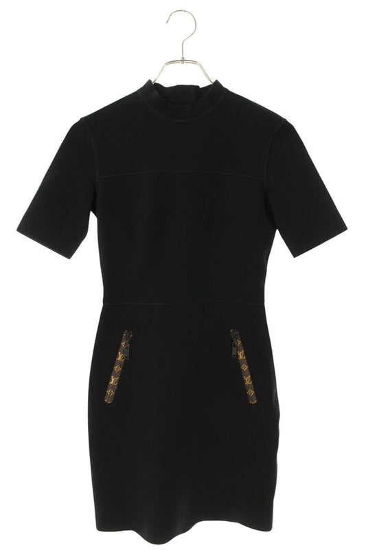 Louis Vuitton 20AW Black Mock Neck Fit Dress Size 34