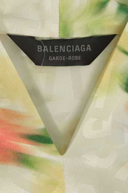 Balenciaga All-over Logo Silk Dress Multi Size 1