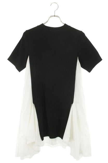 Sacai 25SS Cotton Poplin Knit Black White Dress Size 1