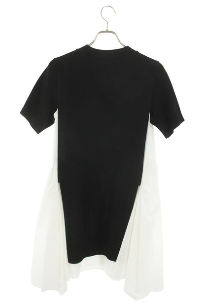 Sacai 25SS Cotton Poplin Knit Black White Dress Size 1
