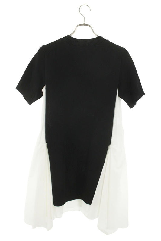 Sacai 25SS Cotton Poplin Knit Black White Dress Size 1