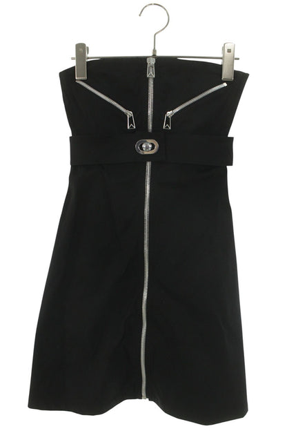 Bottega Veneta Off-shoulder Zip Dress Black & Silver Size 34