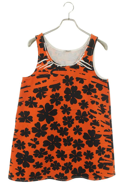Miu Miu Orange Floral Cotton Dress Size 38