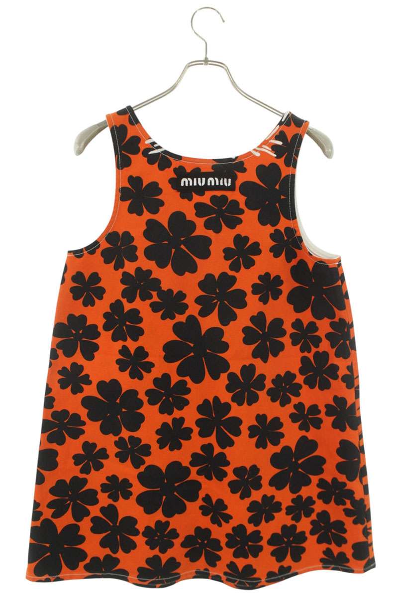 Miu Miu Orange Floral Cotton Dress Size 38