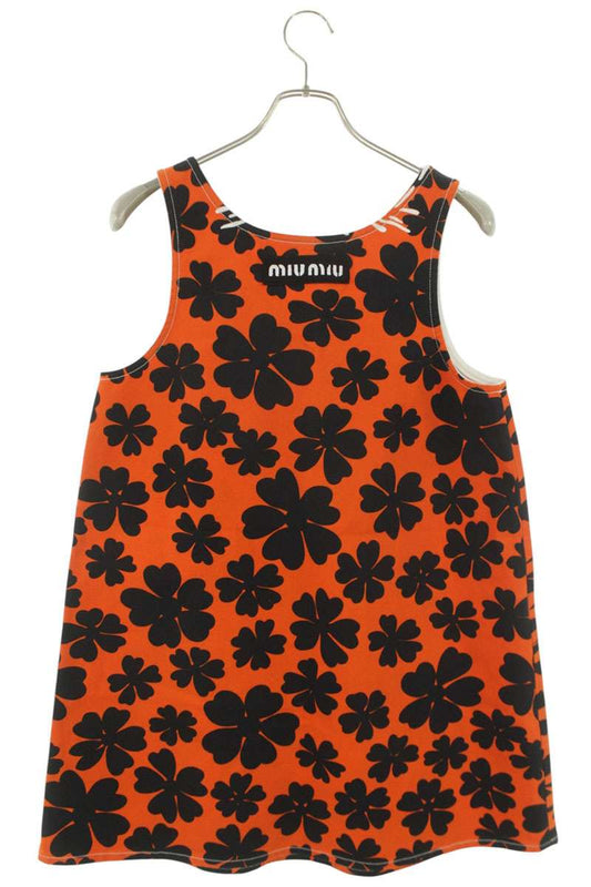 Miu Miu Orange Floral Cotton Dress Size 38