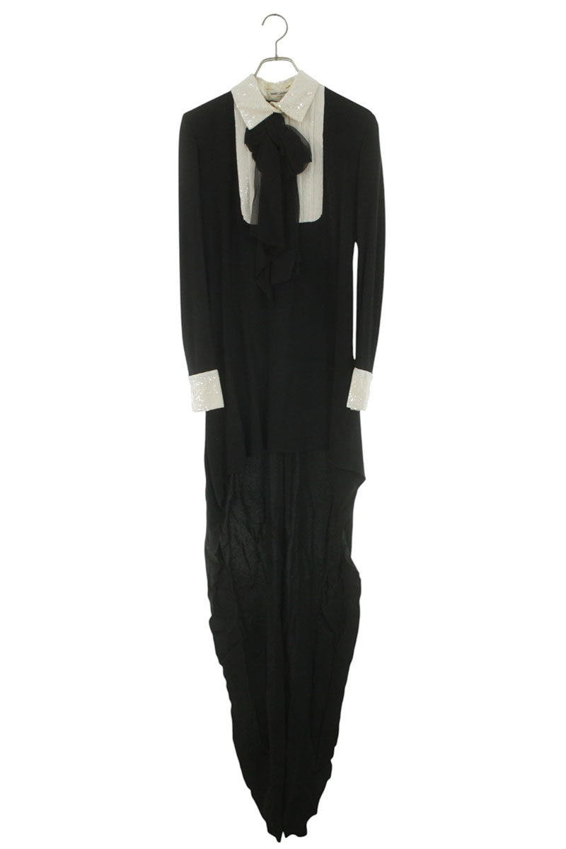 Saint Laurent Paris Sequin Dress Black x White