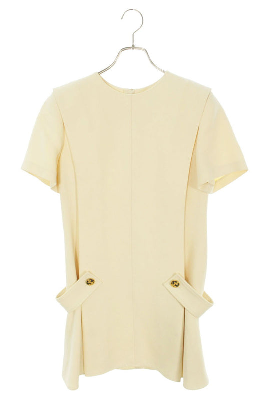 Louis Vuitton 21AW Beige Side Button Sleeve Dress Size 38