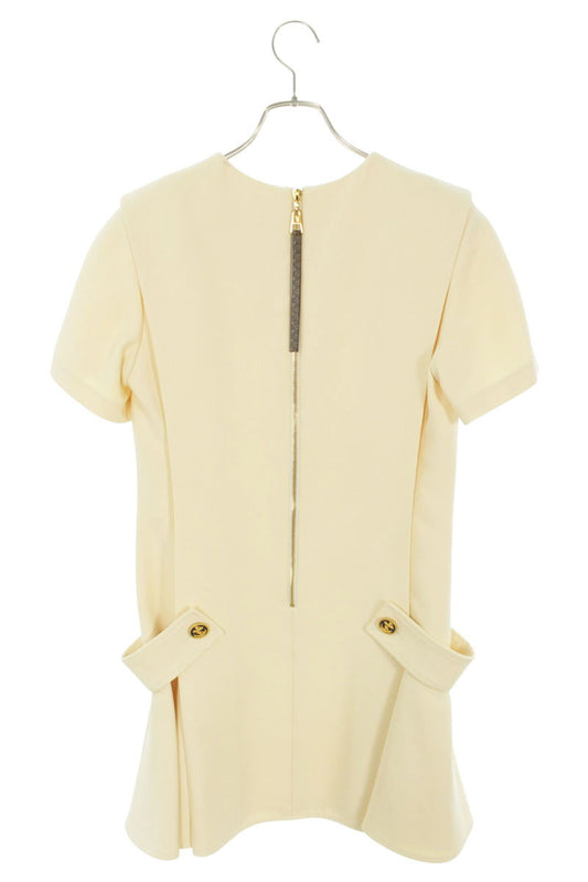 Louis Vuitton 21AW Beige Side Button Sleeve Dress Size 38