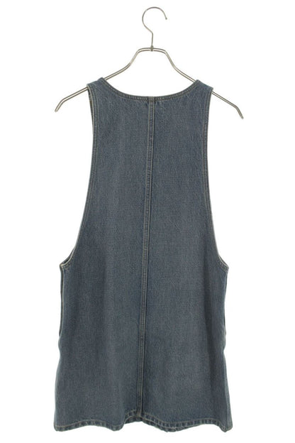 Celine Triomphe Button Indigo Cotton Dress Size S