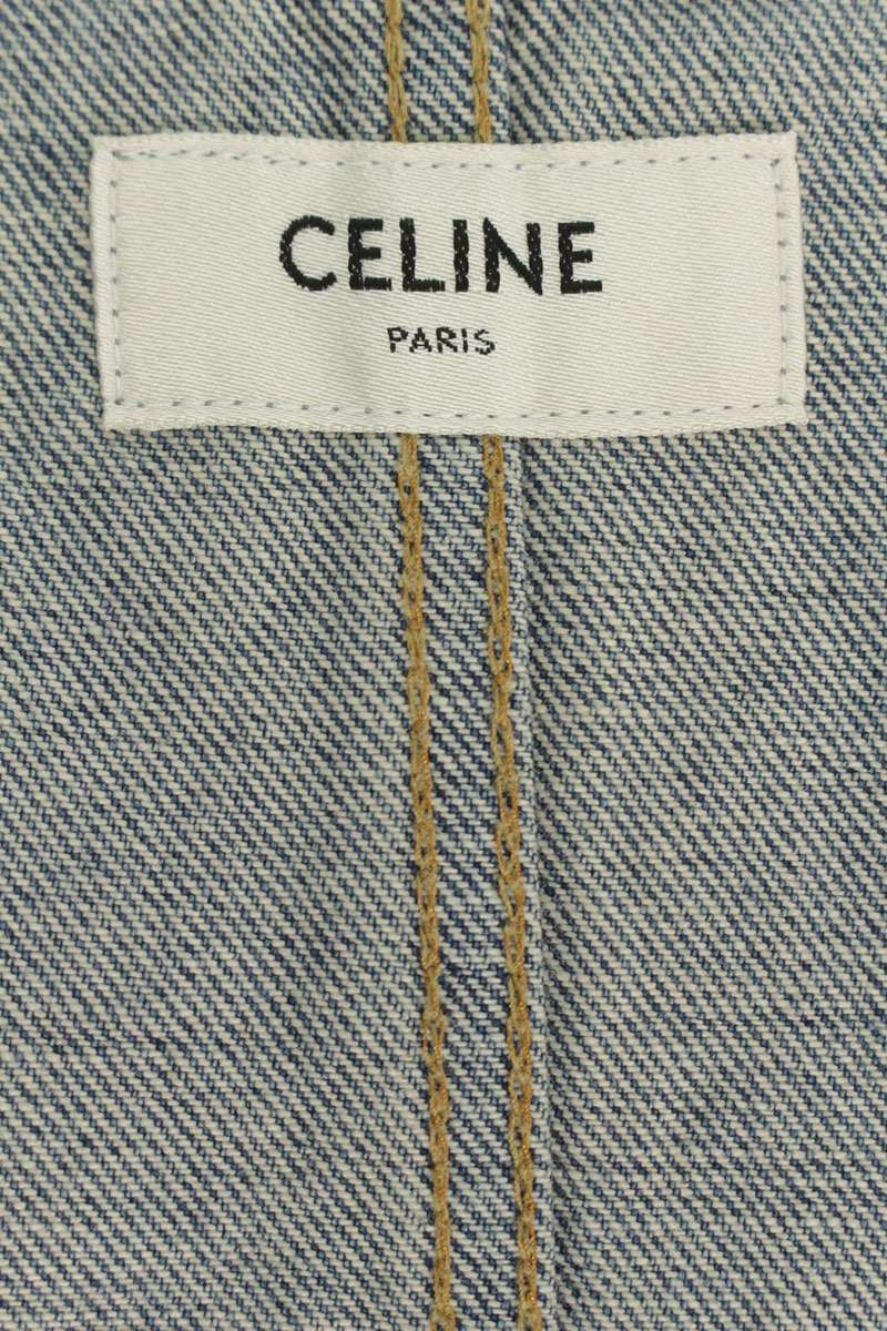 Celine Triomphe Button Indigo Cotton Dress Size S