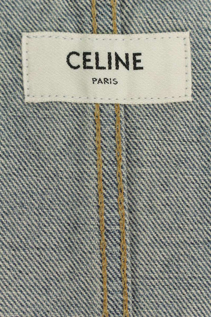 Celine Triomphe Button Indigo Cotton Dress Size S