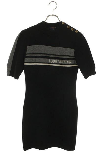 Louis Vuitton Black LV Intarsia Cashmere Knit Dress Size M
