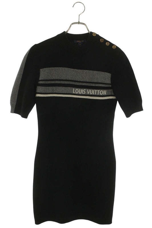 Louis Vuitton Black LV Intarsia Cashmere Knit Dress Size M