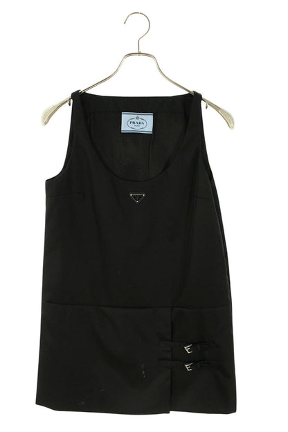 Prada Triangle Logo Plate Nylon Dress Black Size 36