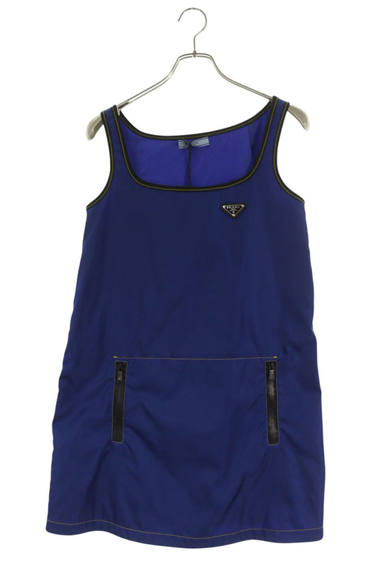 Prada Re-Nylon Triangle Logo Plate Sleeveless Dress Size 38