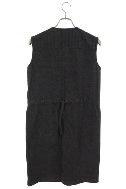 Hermes Black Sellier Button Cotton Denim Dress Size 36