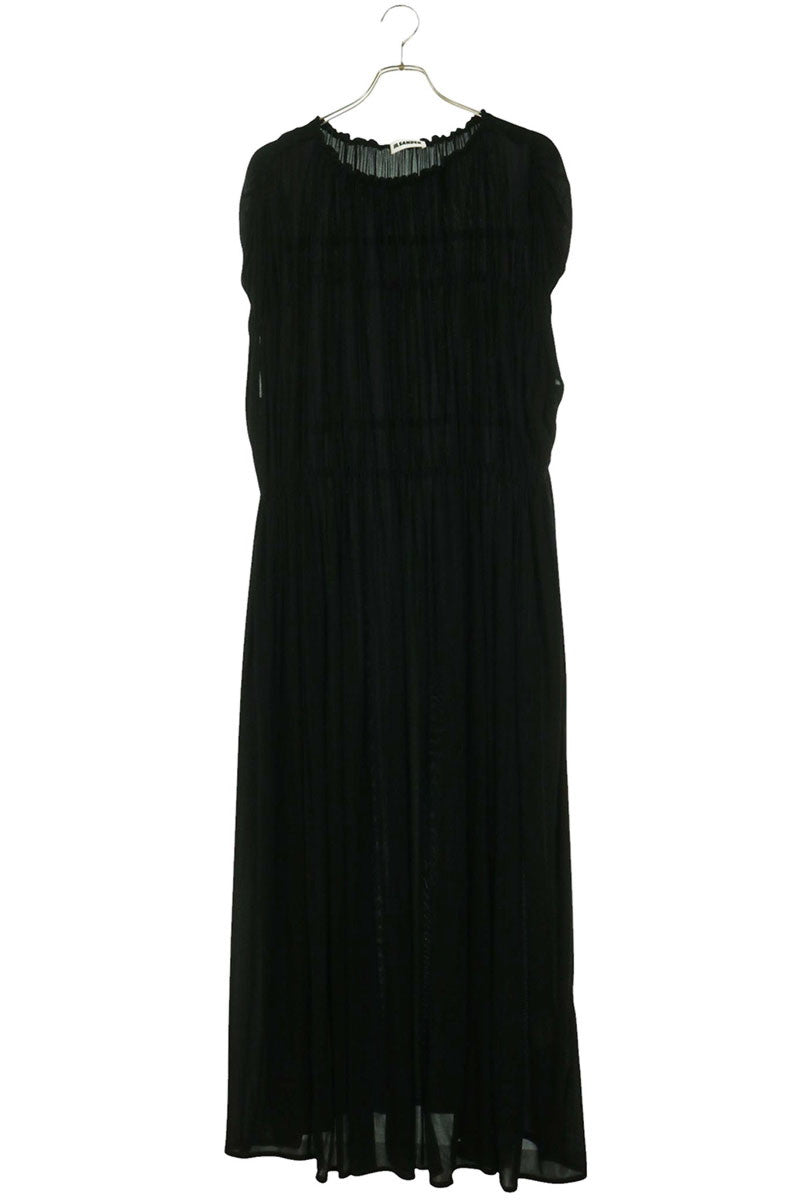 Jil Sander Black Rayon Draped Maxi Dress Size 38