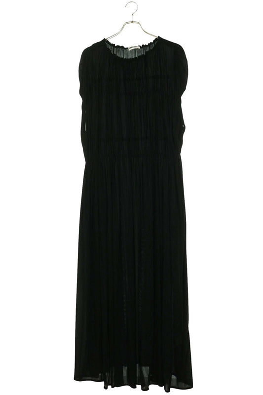 Jil Sander Black Rayon Draped Maxi Dress Size 38