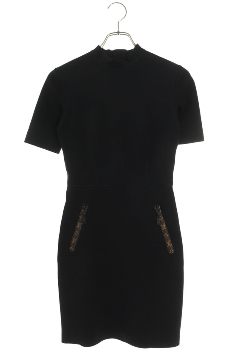 Louis Vuitton Black Stretch Mock Neck Dress Size 34