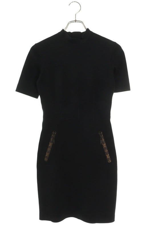 Louis Vuitton Black Stretch Mock Neck Dress Size 34