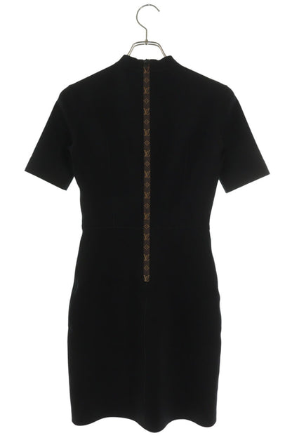 Louis Vuitton Black Stretch Mock Neck Dress Size 34
