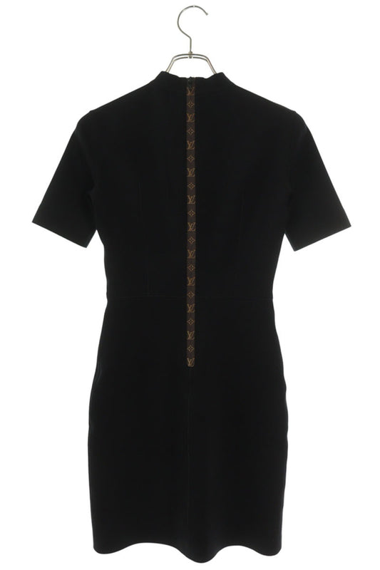 Louis Vuitton Black Stretch Mock Neck Dress Size 34