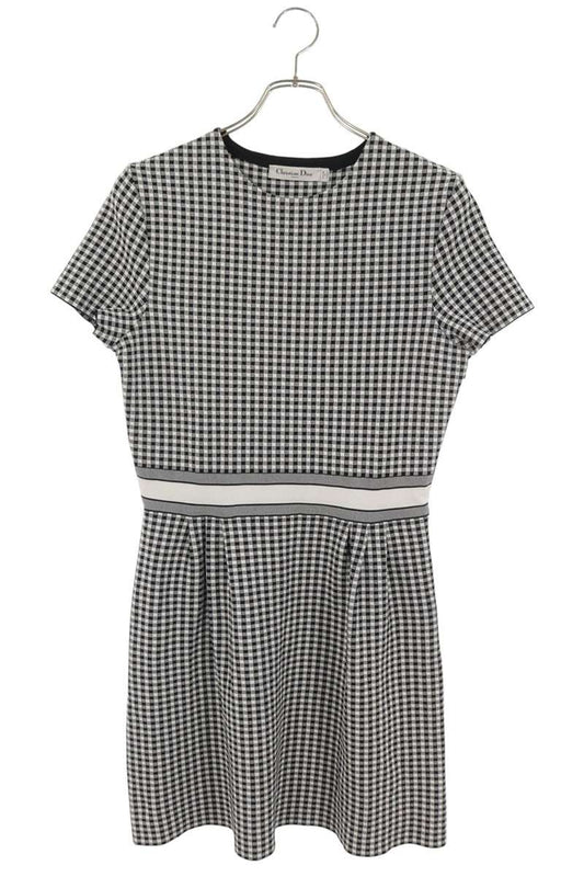 Dior 23AW Back Logo Gingham Check Flare Dress Size 40