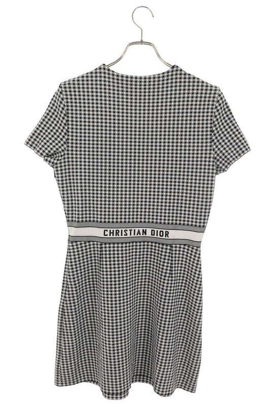 Dior 23AW Back Logo Gingham Check Flare Dress Size 40
