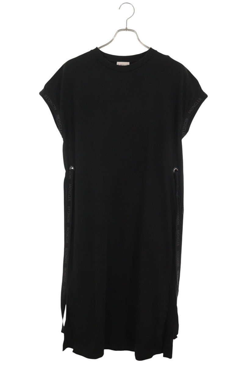 Moncler Logo Tape Design Cotton Dress Black Size XS
