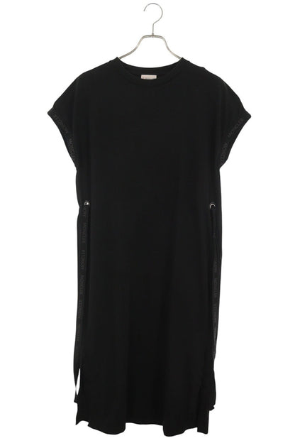 Moncler Logo Tape Design Cotton Dress Black Size XS