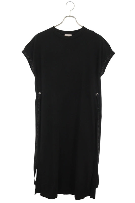 Moncler Logo Tape Design Cotton Dress Black Size XS