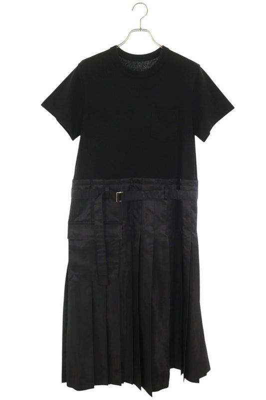 Sacai Black Mixed Material Dress Size 2